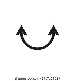 Dual semi circle arrow. Vector illustration. Semicircular curved thin long double ended arrow.	