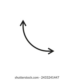 Dual semi circle arrow. Vector illustration. Semicircular curved thin long double ended arrow.	