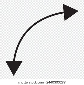 Dual semi circle arrow. Vector illustration. Semicircular curved thin long double ended arrow.