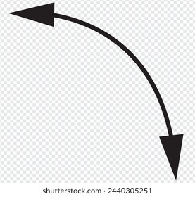 Dual semi circle arrow. Vector illustration. Semicircular curved thin long double ended arrow.