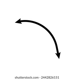  Dual semi circle arrow. Vector illustration. Semicircular curved thin long double ended arrow 3 2 3