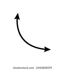  Dual semi circle arrow. Vector illustration. Semicircular curved thin long double ended arrow 3 4 3