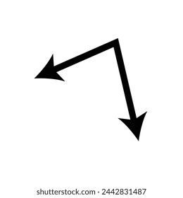 Dual semi circle arrow. Vector illustration.  Semicircular curved thin long double ended arrow3 4 5