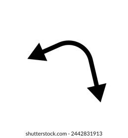  Dual semi circle arrow. Vector illustration. Semicircular curved thin long double ended arrow 3 4 3