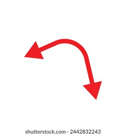  Dual semi circle arrow. Vector illustration. Semicircular curved thin long double ended arrow 2 3 7