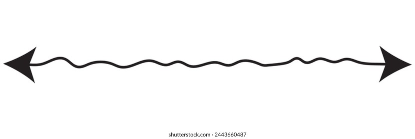 Dual semi circle arrow. Vector illustration. Semicircular curved thin long double ended arrow. Long arrow vector icon. Black horizontal double arrow. Vector 10 Eps. Black simple symbol for measuring.