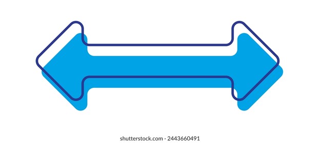 Flecha de semicírculo doble. Ilustración vectorial. Semicircular curvada delgada flecha larga de dos puntas. Icono de vector de flecha larga. Flecha doble horizontal negra. Vector 10 Eps. Símbolo simple negro para medir.