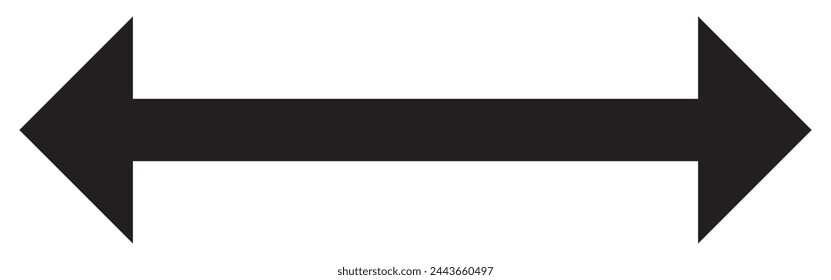 Dual semi circle arrow. Vector illustration. Semicircular curved thin long double ended arrow. Long arrow vector icon. Black horizontal double arrow. Vector 10 Eps. Black simple symbol for measuring.