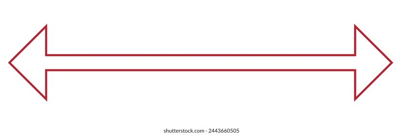Dual semi circle arrow. Vector illustration. Semicircular curved thin long double ended arrow. Long arrow vector icon. Black horizontal double arrow. Vector 10 Eps. Black simple symbol for measuring.