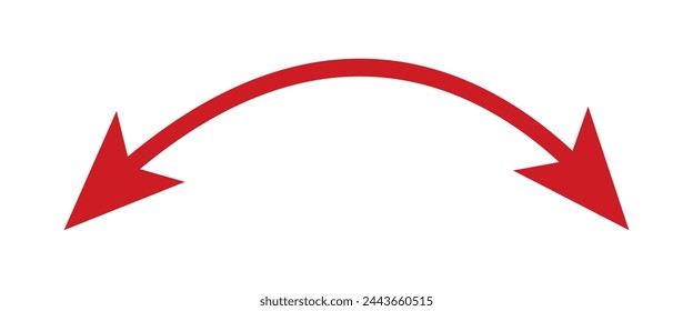 Dual semi circle arrow. Vector illustration. Semicircular curved thin long double ended arrow. Long arrow vector icon. Black horizontal double arrow. Vector 10 Eps. Black simple symbol for measuring.