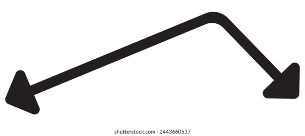 Flecha de semicírculo doble. Ilustración vectorial. Semicircular curvada delgada flecha larga de dos puntas. Icono de vector de flecha larga. Flecha doble horizontal negra. Vector 10 Eps. Símbolo simple negro para medir.