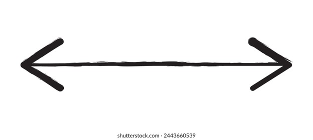 Flecha de semicírculo doble. Ilustración vectorial. Semicircular curvada delgada flecha larga de dos puntas. Icono de vector de flecha larga. Flecha doble horizontal negra. Vector 10 Eps. Símbolo simple negro para medir.
