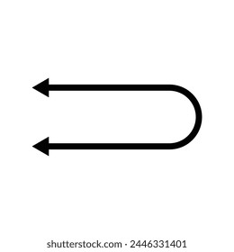 Dual semi circle arrow. Vector illustration. Semicircular curved thin long double ended arrow. Vector illustration. Eps file 59.