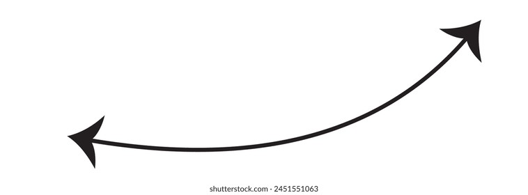 Dual semi circle arrow. Vector illustration. Semicircular curved thin long double ended arrow design eps 10