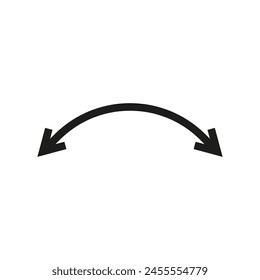 Dual semi circle arrow. Vector illustration. Semicircular curved thin long double ended arrow.	