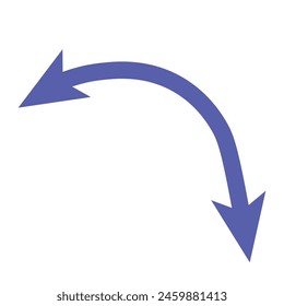 Dual semi circle arrow. Vector illustration. Semicircular curved thin long double ended arrow. Dual sided arrow Vector.