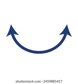 Dual semi circle arrow. Vector illustration. Semicircular curved thin long double ended arrow. Dual sided arrow Vector.