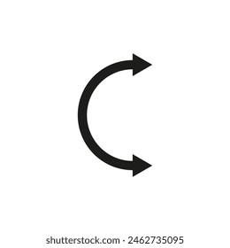 Dual semi circle arrow. Vector illustration. Semicircular curved long double ended arrow.