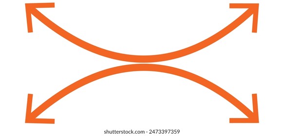 Dual semi circle arrow. Vector illustration. Semicircular curved thin long double ended arrow. Dual sided arrow Vector.