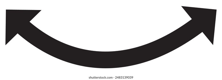 Dual semi circle arrow. Vector illustration. Semicircular curved thin long double ended arrow.