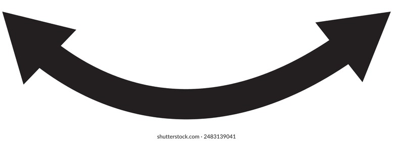 Dual semi circle arrow. Vector illustration. Semicircular curved thin long double ended arrow.