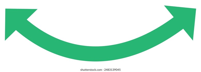 Dual semi circle arrow. Vector illustration. Semicircular curved thin long double ended arrow.