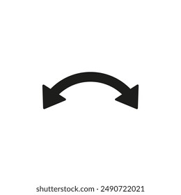 Flecha de semicírculo doble. Ilustración vectorial. Semicircular curvada delgada flecha larga de dos puntas.	
