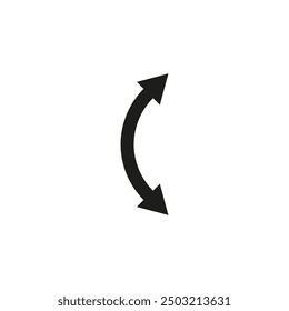 Dual semi circle arrow. Vector illustration. Semicircular curved double ended arrow.