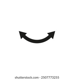 Dual semi circle arrow. Vector illustration. Semicircular curved double ended arrow.