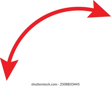 Seta em semicírculo duplo. Ilustração vetorial. Seta curva curva fina longa dupla ponta em segundo plano .EPS10