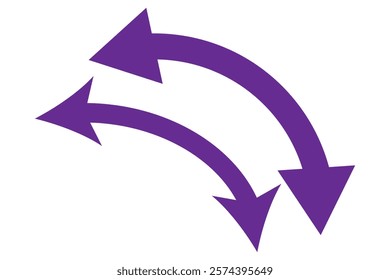 Dual semi circle arrow. Vector illustration. Semicircular curved double ended arrow.