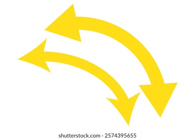 Dual semi circle arrow. Vector illustration. Semicircular curved double ended arrow.