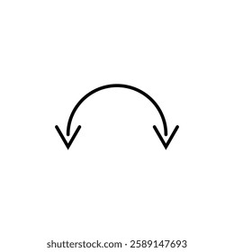 Dual semi circle arrow. Vector illustration. Semicircular curved thin long double ended arrow.