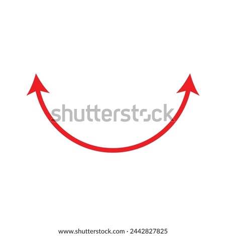 Dual semi circle arrow. Vector illustration. Semicircular curved thin long double ended arrow 2 3 2