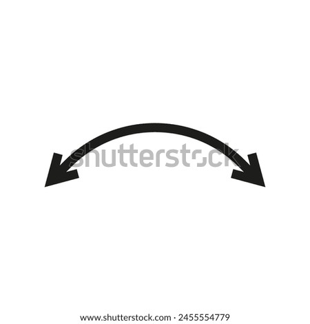 Dual semi circle arrow. Vector illustration. Semicircular curved thin long double ended arrow.	