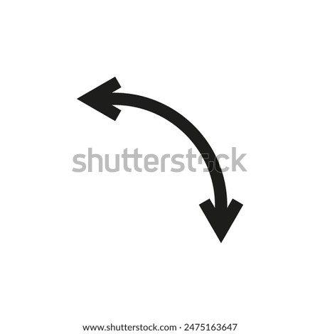 Dual semi circle arrow. Vector illustration. Semicircular curved double ended arrow.