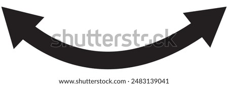 Dual semi circle arrow. Vector illustration. Semicircular curved thin long double ended arrow.
