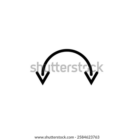 Dual semi circle arrow. Vector illustration. Semicircular curved thin long double ended arrow.