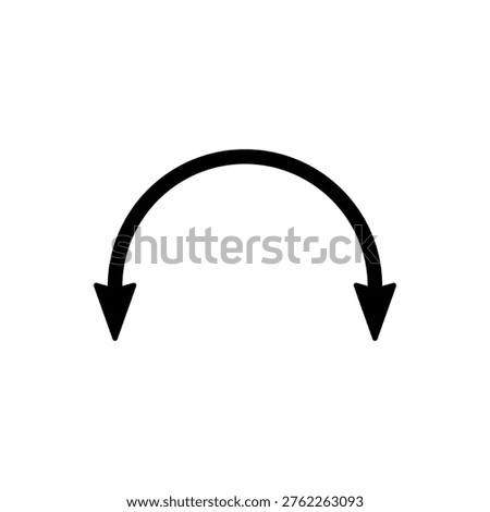 Dual semi circle arrow. Vector illustration. Semicircular curved thin long double ended arrow.