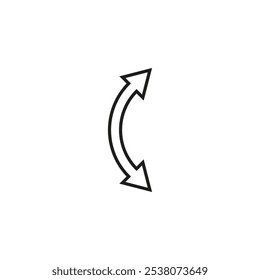 Dual semi circle outline arrow. Semicircular curved double ended arrow. Vector illustration and line art style.