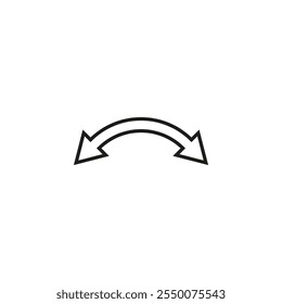 Dual semi circle outline arrow. Semicircular curved double ended arrow. Vector illustration and line art style.