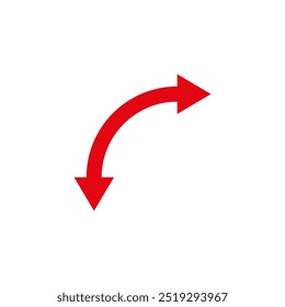 Seta vermelha semicírculo dupla. Ilustração vetorial. Seta curva semicircular de ponta dupla.