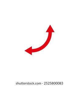 Dual semi circle red arrow. Vector illustration. Semicircular curved double ended arrow.