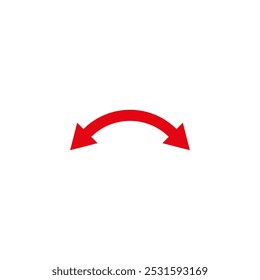Dual semi circle red arrow. Vector illustration. Semicircular curved double ended arrow.