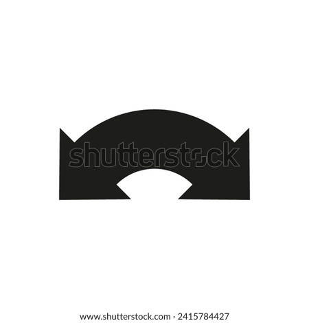 Dual semi circle wide bold arrow. Vector illustration. Semicircular curved thin long double ended arrow.	