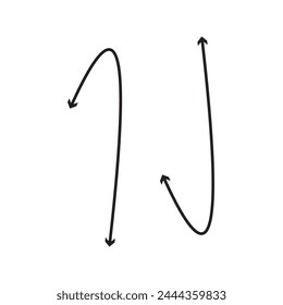 Dual semi-circle arrow. Vector illustration. Semicircular curved thin long ended arrow