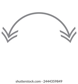 Dual semi-circle arrow. Vector illustration. Semicircular curved thin long ended arrow