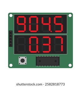 Dual seven segment LED display. Vector circuit board image for electronic illustrations, educational materials, and industrial applications
