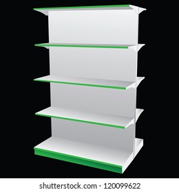 Dual shelves for placing the goods. Vector illustration.