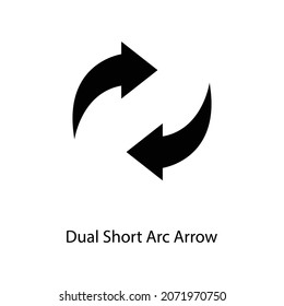 Dual Short Arc Arrow Trendy solid icon isolated on white and blank background for your design